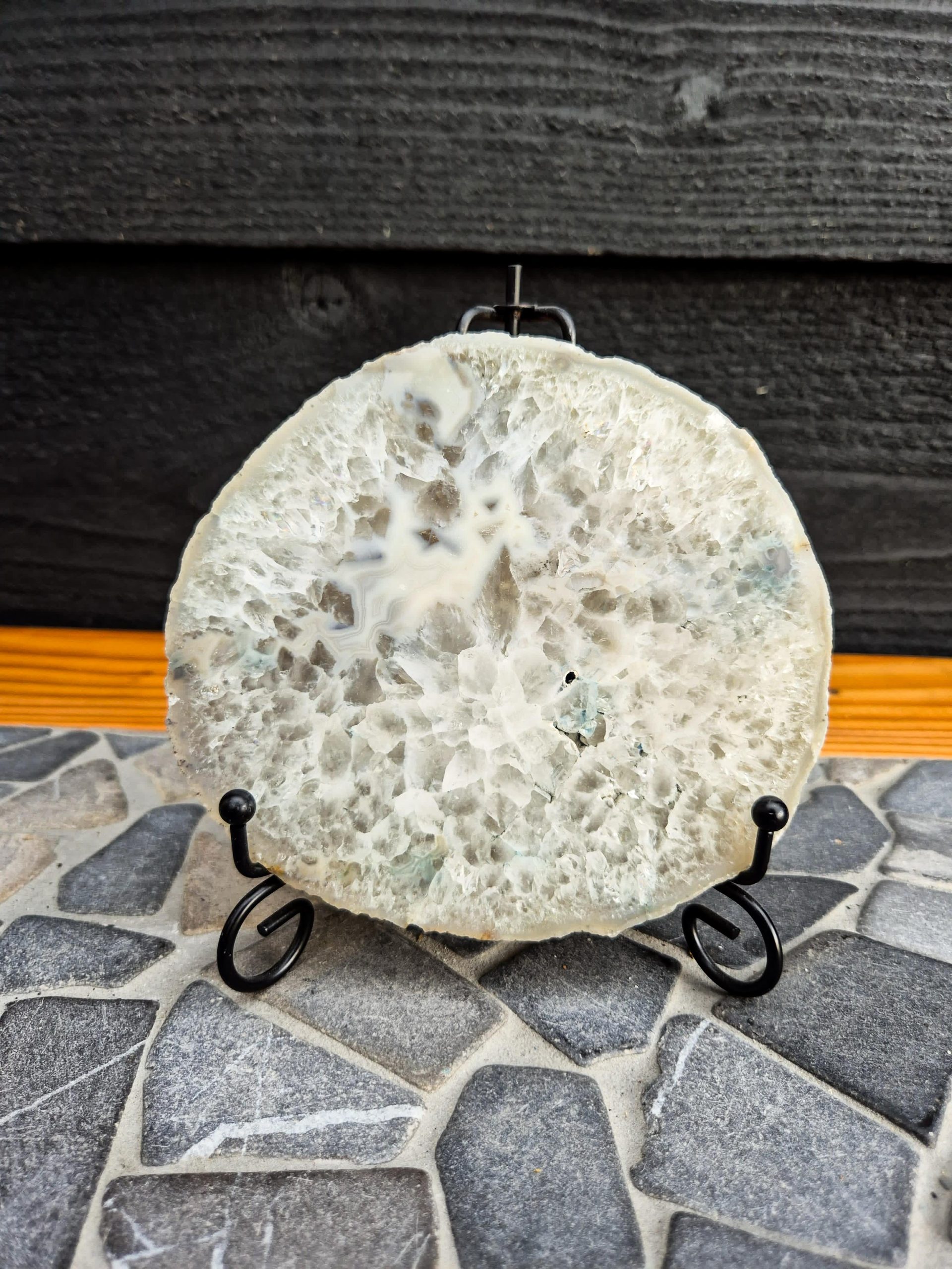 Witte Agaat schijf met kwarts