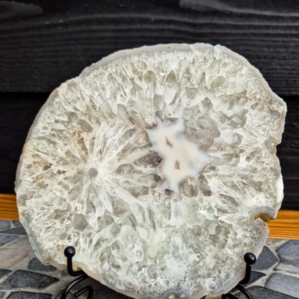 Witte Agaat schijf met kwarts