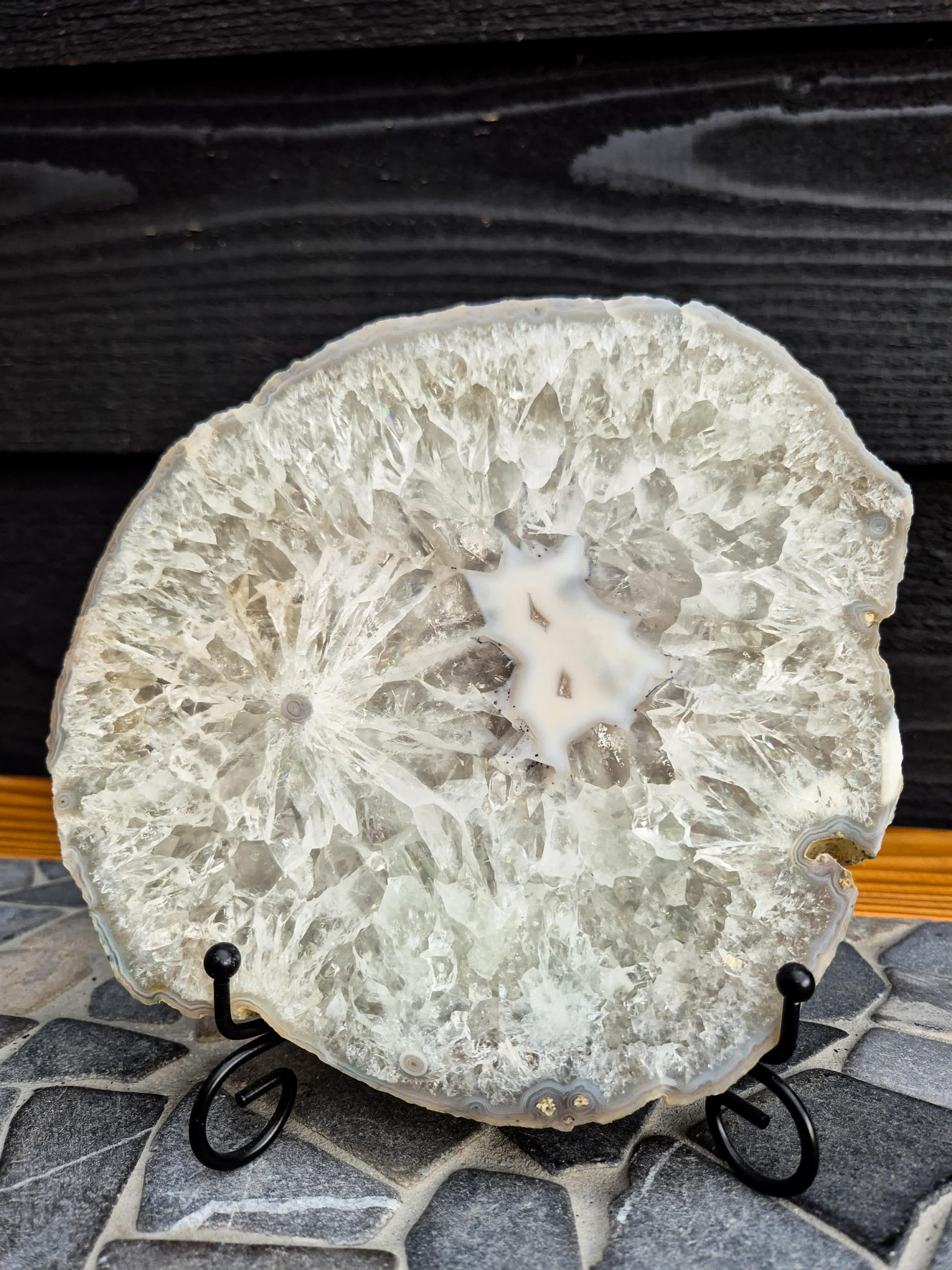 Witte Agaat schijf met kwarts